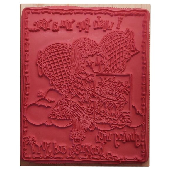 Stamps Happen "I Wish For You A Year" Rubber Stamp Wood Mounted - Picture 2 of 5